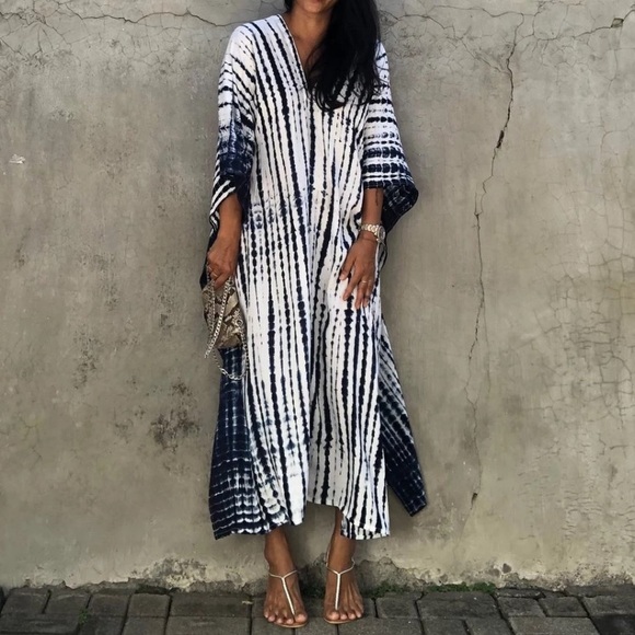 SOLD OUT Boho Tie Dye Kaftan Kimono Coverup Dress - Picture 3 of 7